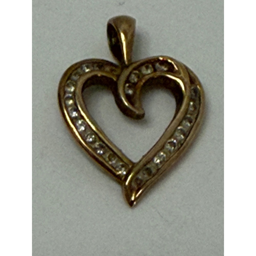 Zei Zales 10K Yellow Gold Diamond Accent Open Heart Pendant Charm